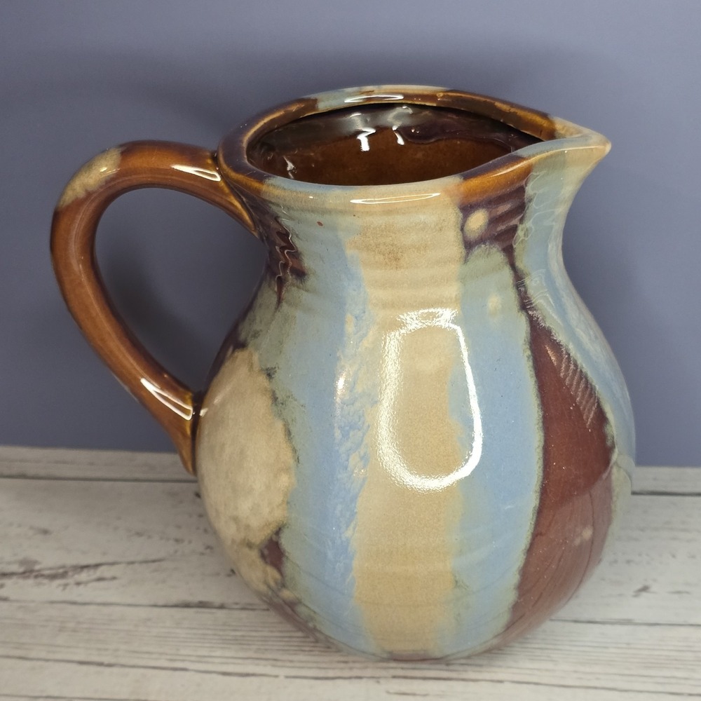 Teleflora Art Pottery Small‎ Pitcher with Brown Gold and Gray Glaze 6 in. Tall